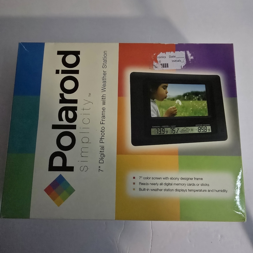 Polaroid 7" Digital Photo Frame with Weather Station - Black